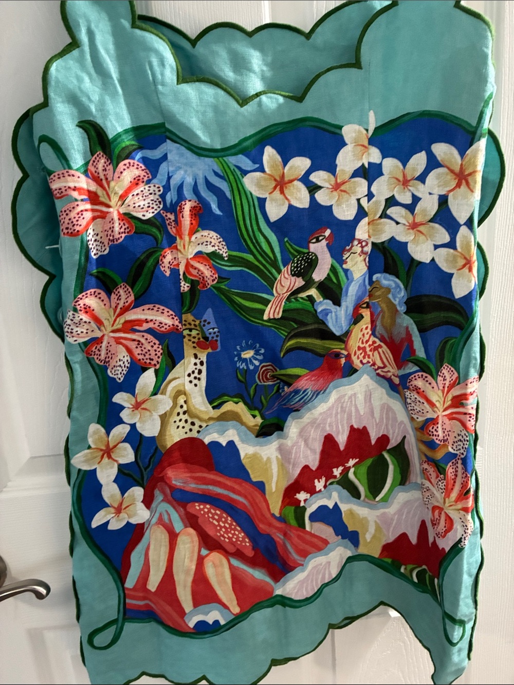 NWT Farm Rio Tropical Scalloped Linen Blend Mini Dress - Picture 3 of 4